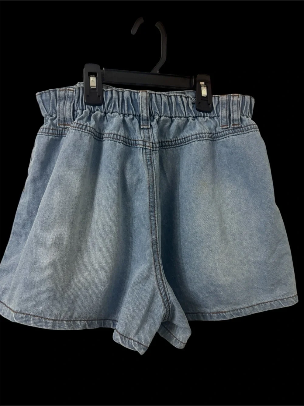 High-Waist Light Blue Denim Shorts with Front Pockets - Picture 2 of 5